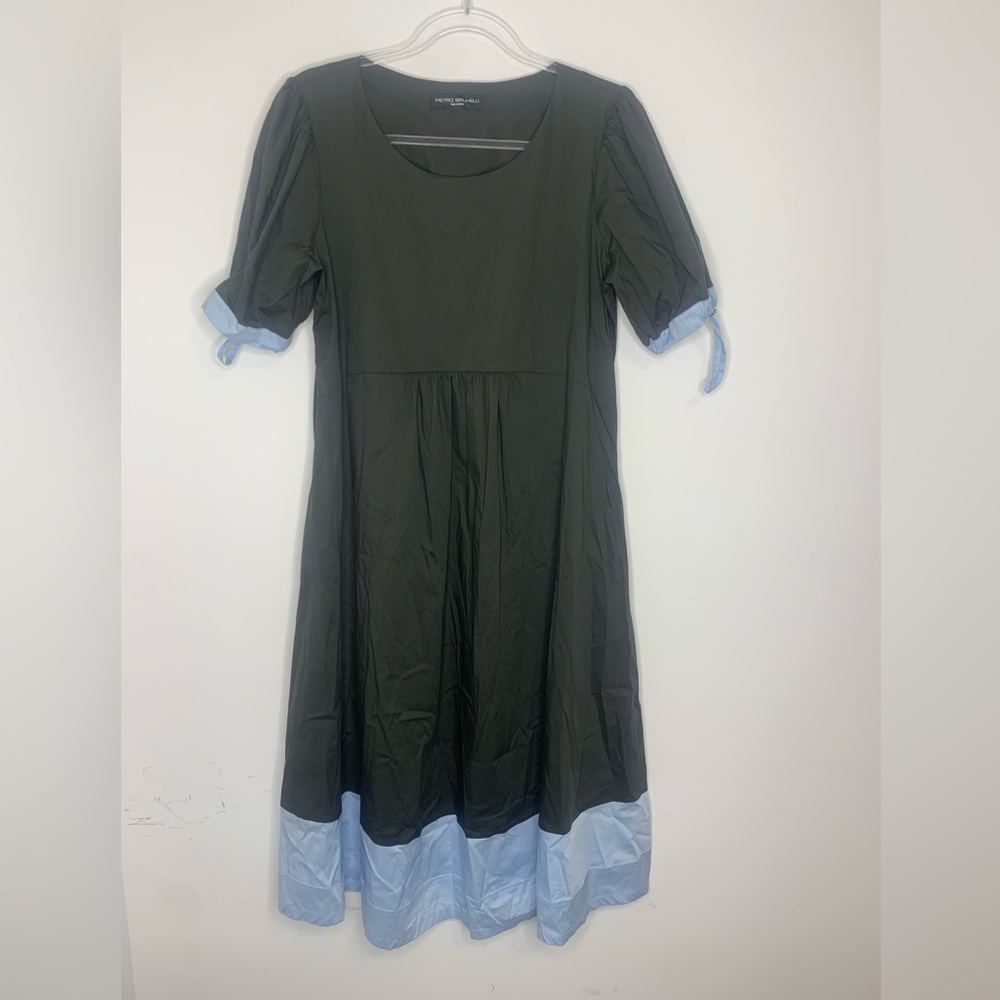 Maternity Pietro Brunelli Forest Green and Blue Cotton Swing Dress